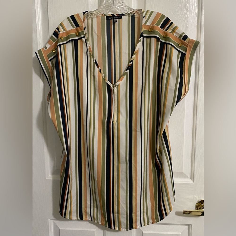 NEW GLORY .. WOMENS Striped V-Neck Women's Top